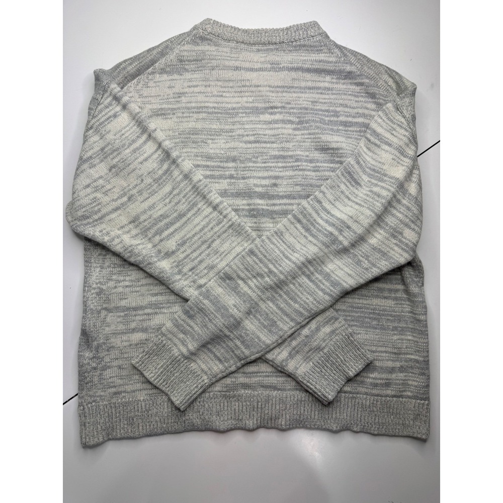John Elliott Mens Grey White Space Dye Melange Knit Crewneck Sweater Relaxed Fit - Picture 4 of 11